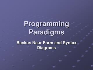 Programming Paradigms