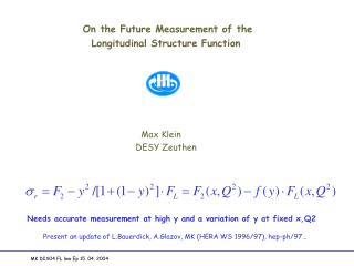 On the Future Measurement of the Longitudinal Structure Function