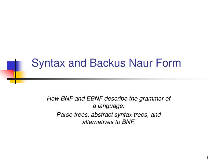 syntax and backus naur form