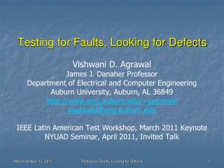 Testing for Faults, Looking for Defects