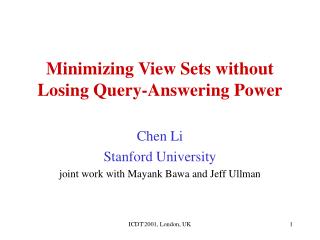 Minimizing View Sets without Losing Query-Answering Power