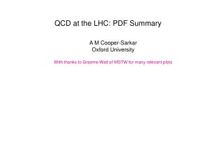 QCD at the LHC: PDF Summary