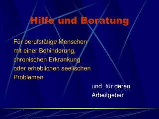 hilfe und beratung