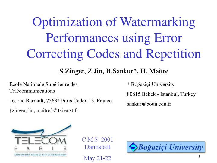optimization of watermarking performances using error correcting codes and repetition