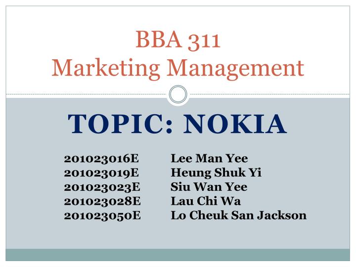 bba 311 marketing management