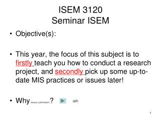 ISEM 3120 Seminar ISEM