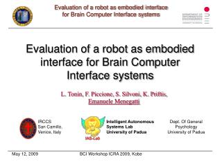 Evaluation of a robot as embodied interface for Brain Computer Interface systems