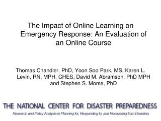 The Impact of Online Learning on Emergency Response: An Evaluation of an Online Course