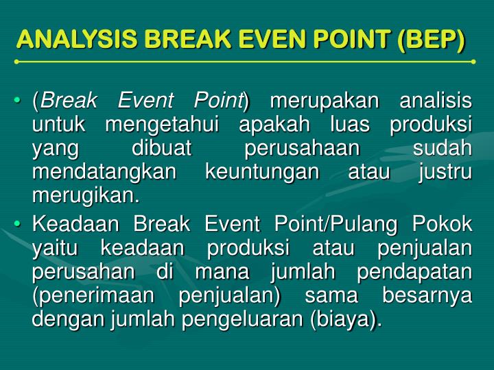 analysis break even point bep
