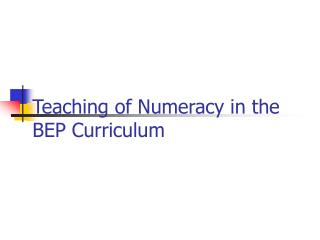 Teaching of Numeracy in the BEP Curriculum