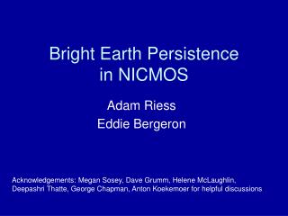 Bright Earth Persistence in NICMOS