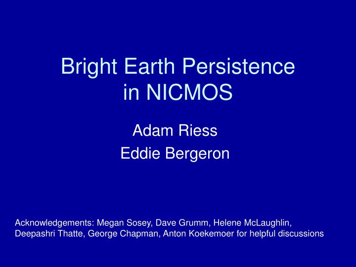 bright earth persistence in nicmos