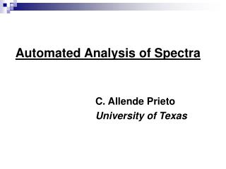 Automated Analysis of Spectra