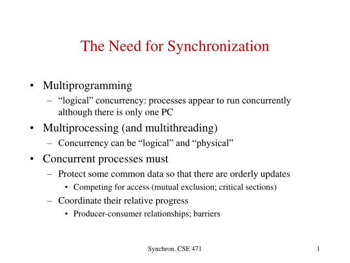 the need for synchronization
