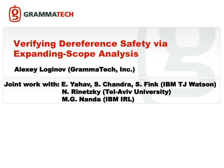 verifying dereference safety via expanding scope analysis