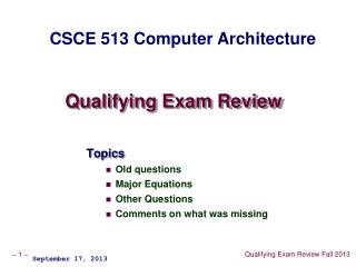 Qualifying Exam Review