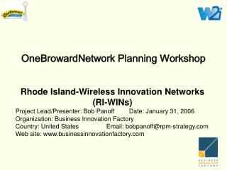 OneBrowardNetwork Planning Workshop