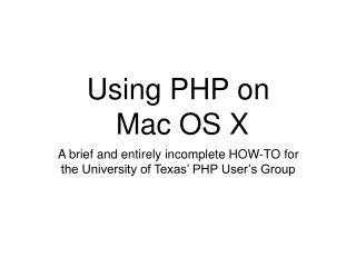 Using PHP on Mac OS X