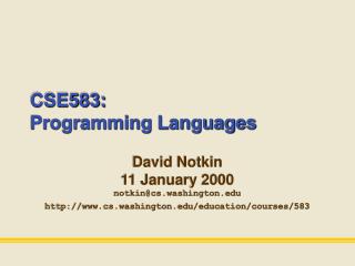 CSE583: Programming Languages