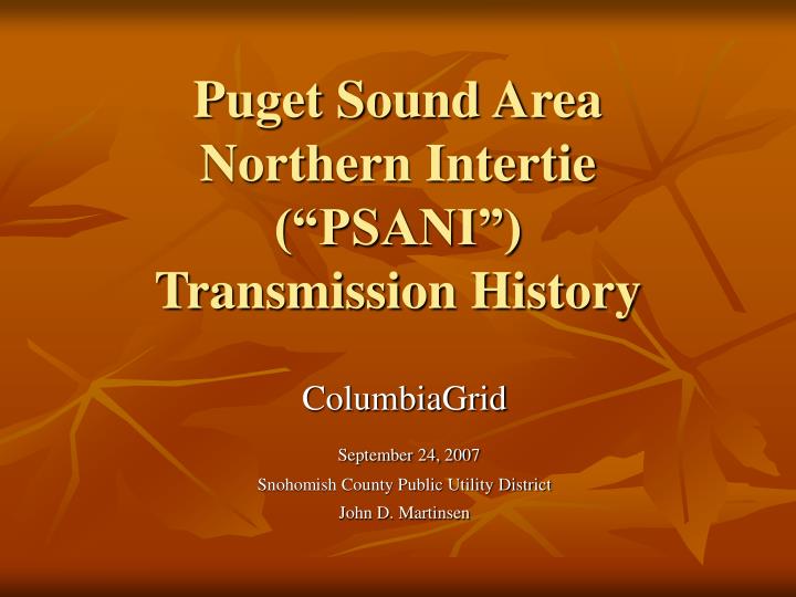 puget sound area northern intertie psani transmission history