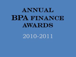 Annual BPA Finance Awards