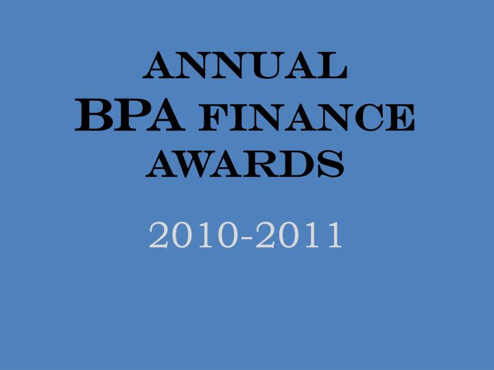 annual bpa finance awards
