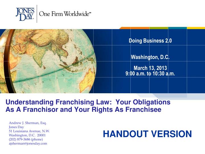 doing business 2 0 washington d c march 13 2013 9 00 a m to 10 30 a m