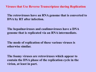 Viruses that Use Reverse Transcriptase during Replication