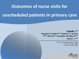 Outcomes of nurse visits for unscheduled patients in primary care
