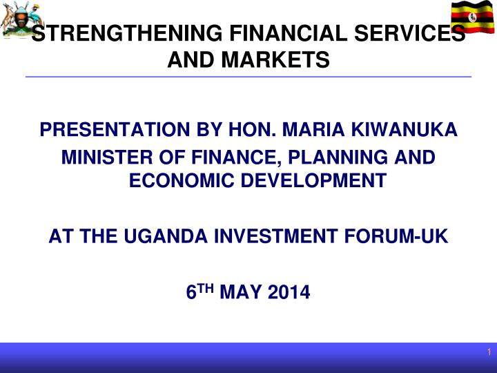strengthening financial services and markets