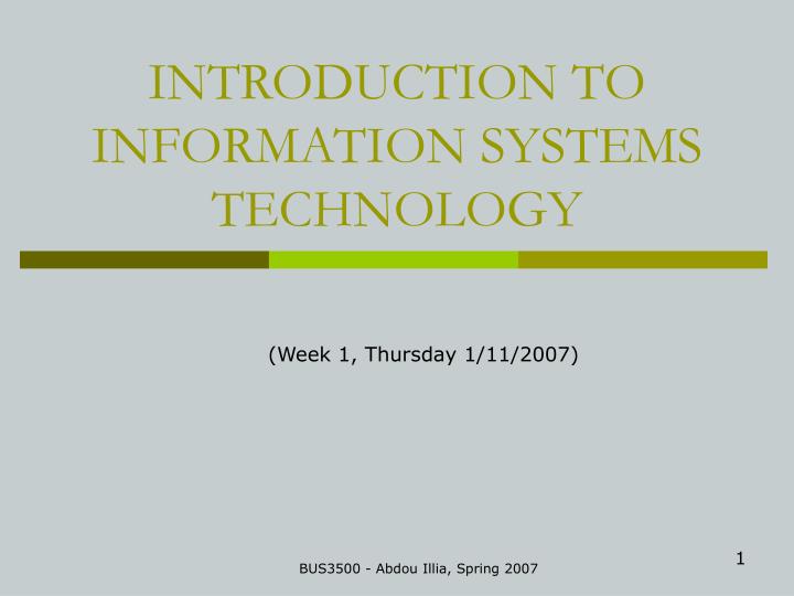 introduction to information systems technology