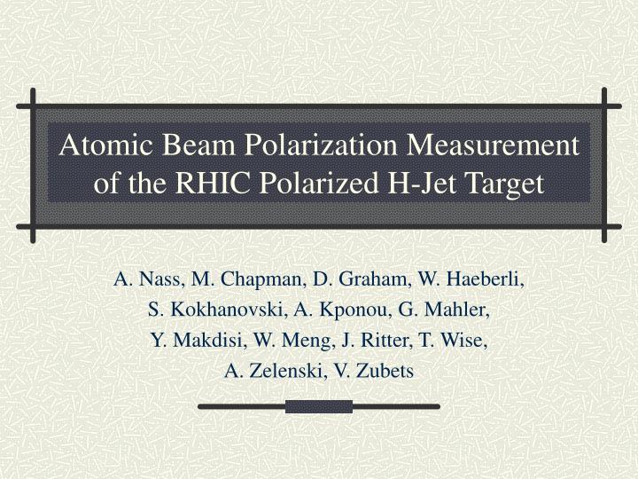 atomic beam polarization measurement of the rhic polarized h jet target