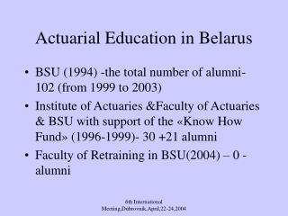 Actuarial Education in Belarus