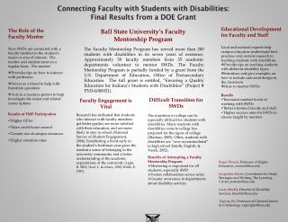 Connecting Faculty with Students with Disabilities: Final Results from a DOE Grant