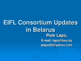 EIFL Consortium Updates in Belarus