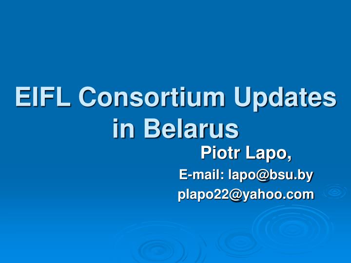 eifl consortium updates in belarus