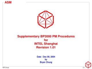 Supplementary BP3000 PM Procedures for INTEL Shanghai Revision 1.01