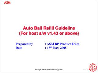 Auto Ball Refill Guideline (For host s/w v1.43 or above)