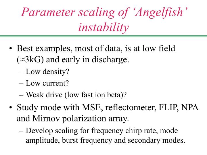 parameter scaling of angelfish instability