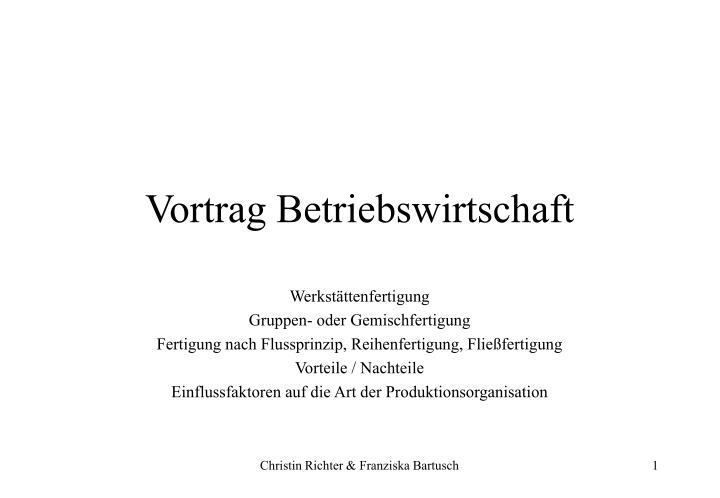 vortrag betriebswirtschaft