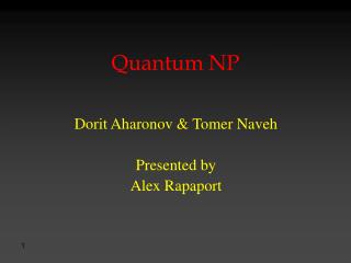 Quantum NP