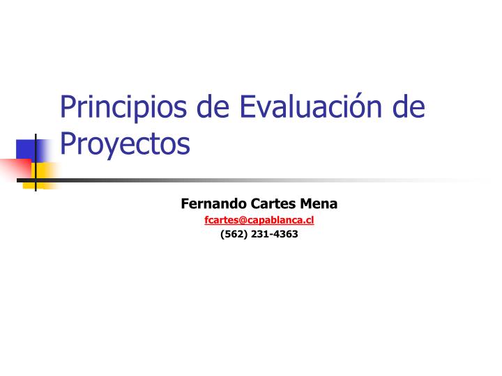 principios de evaluaci n de proyectos