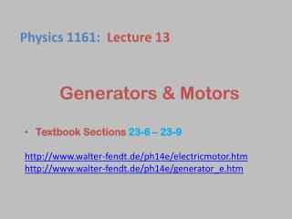 Generators &amp; Motors