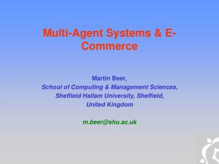 Multi-Agent Systems &amp; E-Commerce