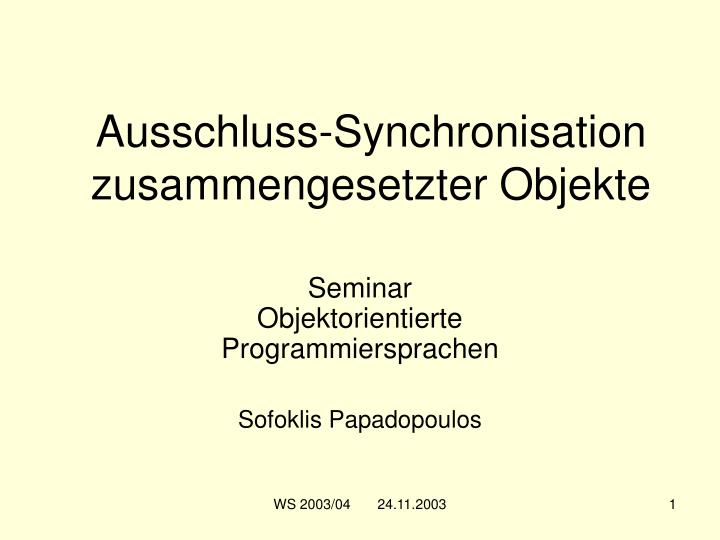 ausschluss synchronisation zusammengesetzter objekte