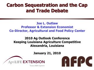 Carbon Sequestration and the Cap and Trade Debate