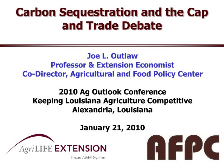 carbon sequestration and the cap and trade debate
