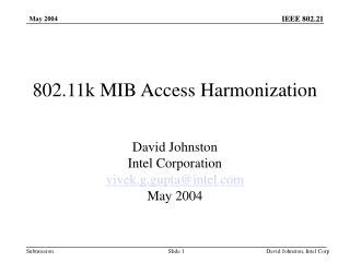 802.11k MIB Access Harmonization