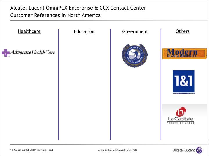 alcatel lucent omnipcx enterprise ccx contact center customer references in north america
