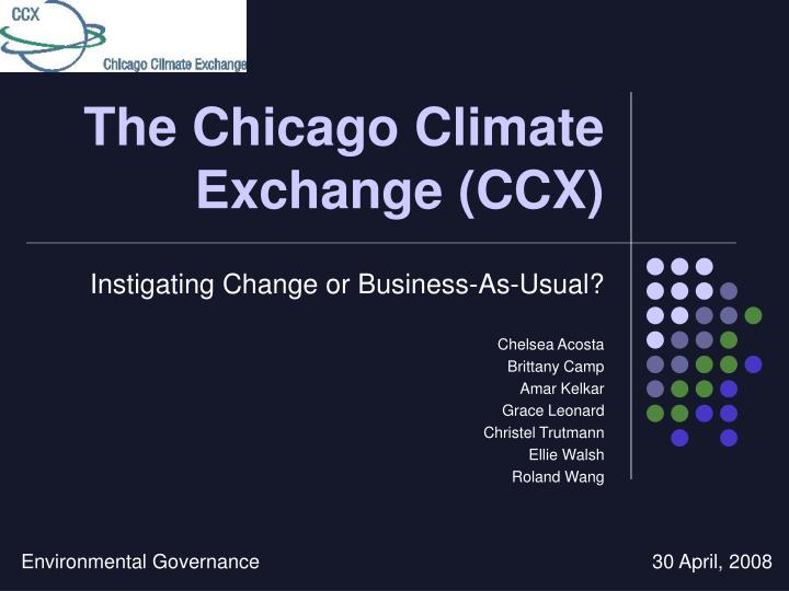 the chicago climate exchange ccx